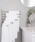 Six Arm Swing Out Towel Bar With Folding Arms, Wall Mounted Stainless Steel Rack in brushed finish holding towels