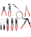 Heavy Duty Hose Clamp Pliers Set With Ergonomic Rubber Handles Built For Tough Automotive Repairs And Versatile Maintenance Jobs Using Durable Steel Construction For Maximum Power And Long Lasting Performance, nine-piece set