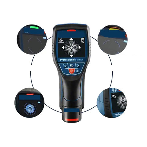 Pro Level Stud Finder And Wall Scanner Boasting Dead On Metal Scanning displays its intuitive screen and control panel for precise detection.