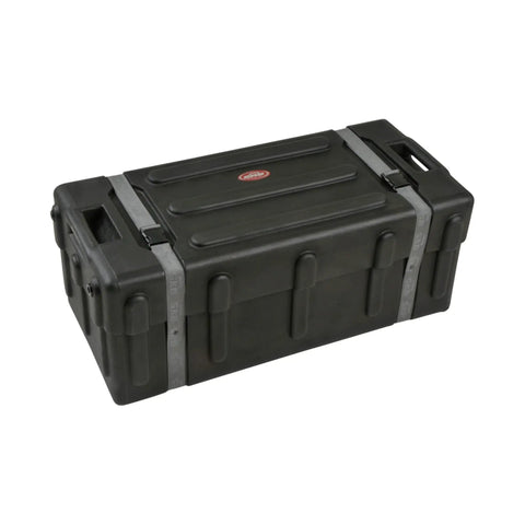 Smooth Ride Mid Size Drum Hardware Case With Roll Along Wheels And Easy Grip Pull Handle For No Sweat Gig Moves Heavy Duty Molded Shell, black case