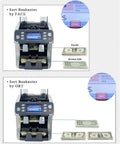 Commercial CIS Currency Counter With Touch Screen Multi Currency Detection And Serial Number Reader For Bank Use That Handles The Cash Roll Without Breaking A Sweat Or Missing A Pinch showing sort functions with bills.