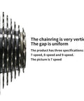 Side view of 7-Speed Bicycle Freewheel 14-28T Sprocket Set Screw-On Replacement For Mountain And Road Bikes Brass Finish, Stainless Steel.