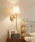 Zero Plug Drama Wireless Wall Sconce Set Of Two With Chill Remote And Dimmable Touch Cordless Lamp Fixtures on bedroom wall.