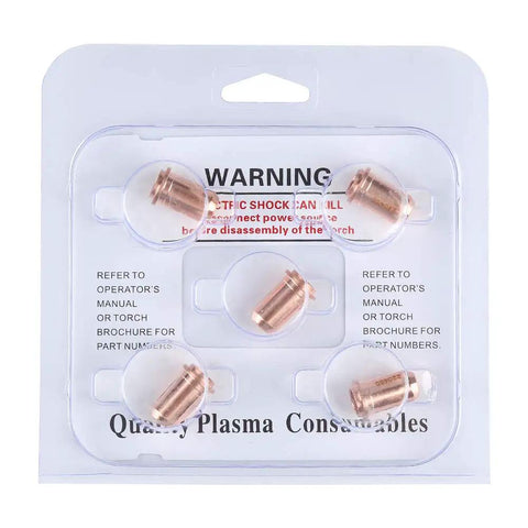 Ten Piece Plasma Cutter Torch Consumables Kit Includes Five Electrodes And Five Nozzle Tips For Pro Grade Metal Cutting Copper Construction