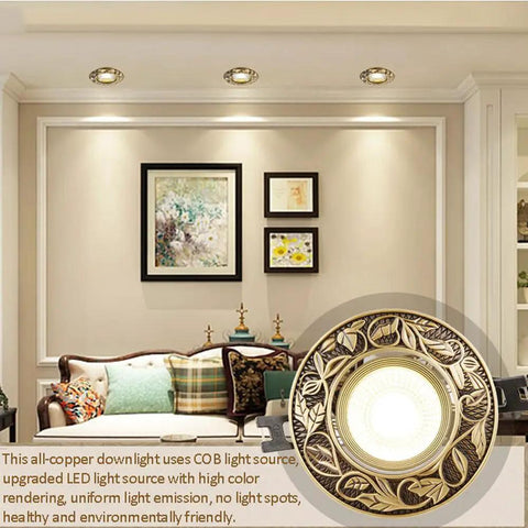 Pack Of 8 Round Led Recessed Downlights 3.9 Inch Bronze Trim 7W Dimmable Directional Wafer Lights in modern living room.