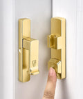 Heavy Duty Gold 90 Degree Barn Door Lock With Flip Gate Latch And Dual Secure Mounting Built Badass For Quick Install and easy operation.