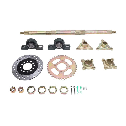 Beefy 24 Inch Rear Axle Kit For Go Karts And Drift Trikes Heavy Duty Sprocket And Brake Disc Base Rear Axle Assembly Set with accessories