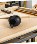 Open Top Design Indoor Outdoor Water Feature Pot For Hydroponic Plants And Fish Tanks on workbench. Black ceramic pot visible.