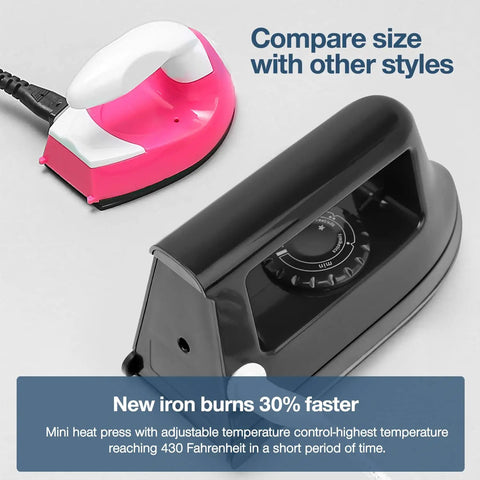 Handy Mini Heat Press Machine Kit With Portable Design And PVC Doormat For Easy Heat Transfer DIY T Shirt Shoe Bag Vinyl Projects Compact Size Low Power charging base comparison of two mini heat presses.