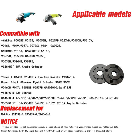 Grinder flange nuts: two black metal circular parts with central holes