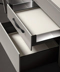 Black Kitchen Cabinet Hardware Pulls 10 Pack Modern Drawer Handles on open cupboard showcasing sleek design