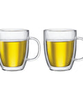 Double Wall Borosilicate Glass Mug Set Of Two Keeps Your Daily Joe Smoking Hot Skip That Dreadful Hand Burn Heat Resistant Design Boss Grade Insulation Smooth Sipping Vibes Artisan Crafted Clear Tumbler with hot beverage