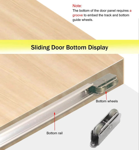 Smooth Trackless Ghost Sliding Door Hardware Kit Soft Close Pocket Door System rail and wheels for wood doors
