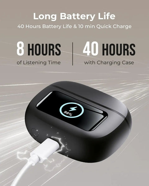 Wireless Earbuds With Active Noise Cancellation And Smart Touch Charging Case, Bluetooth 6.0 Earbuds With AI Clear Calls, 40 Hours Playtime For Sports And Workouts, Stereo Sound Headphones For iPhone And Android