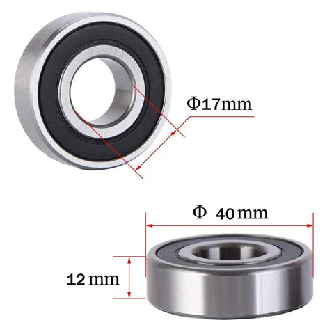 Beefy Heavy Duty Sealed Bearing 17x40x12 Millimeter Chrome Steel With Dual Rubber Seals Lubricated for Silent Spin