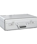 Durable Aluminum Hard Tool Box Portable Storage Case With Handle Multifunction Tool Chest Organizer For Power Tools Hand Tools Camera Equipment And Accessories Heavy Duty Carrying Case For Home Garage Studio On The Go, front view.
