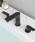 Matte Black 3 Hole Deck Mount Tub Faucet Set With Two Handles High Flow Brass Bath Filler Valve For Modern Bathrooms Easy Install And Durable Rust Resistant Finish For Your Home Spa Upgrade Dope on white countertop