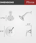 Dimensions of Single Handle Shower Trim Kit With Multi Function Shower Head Packed With Five Spray Modes in Polished Chrome