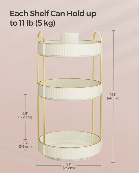 Three Tier Round Rotating Makeup And Skincare Organizer For Vanity Countertop Must Have Customizable Storage Lazy Susan Style