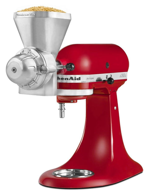 KitchenAid KGM all-metal grain mill attachment in red for stand mixer