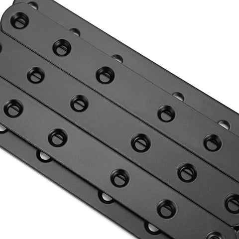 Close-up of 8 Pieces Stainless Steel Mending Plates 6 Inch Heavy Duty Corner Braces With Screws For Furniture Repair Black