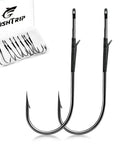 Baitholder Worm Hooks 30 Pcs 3X Strong Long Shank for Bass Drop Shot with storage case, high carbon steel, two barbs
