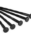 Close-up of black stakes from 33 Foot White Plastic Garden Edging Border Kit With 60 Stakes No Dig Lawn Border For Flower Beds