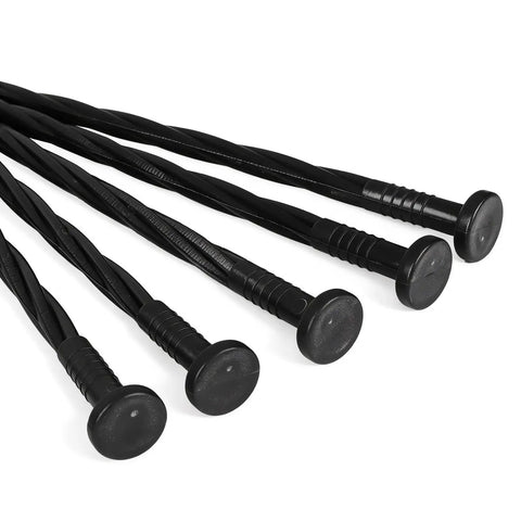Close-up of black stakes from 33 Foot White Plastic Garden Edging Border Kit With 60 Stakes No Dig Lawn Border For Flower Beds
