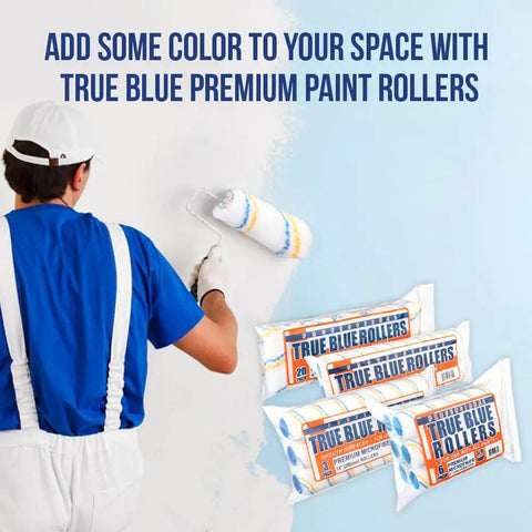Painter using Pro Grade Premium Microfiber Paint Roller Covers 18 Inch For All Surfaces Refill Bulk Pack Three Eighths Inch Nap