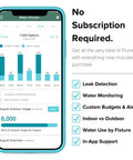Smart Home Water Monitor And Leak Detector With WiFi Connectivity, Real Time Usage Tracking, Alerts, No Fuss Setup, And Broad Compatibility With Most Residential Water Meters For Android And iOS. App screen showing monthly water usage charts