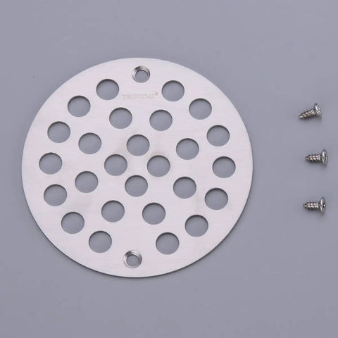 4 Inch Screw-In Shower Drain Cover Replacement Floor Strainer In Brushed Stainless Steel, High-Flow Drain Grate With 0.4 Inch Screws