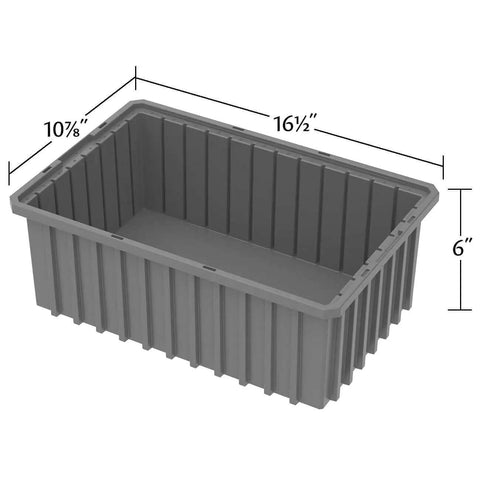 Heavy Duty Plastic Slotted Dividable Modu Box Stackable Grid Storage Tote Container 16.5 Inch Long 10.9 Inch Wide 6 Inch High 8 Pack Gray