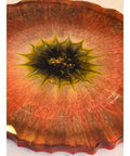 13 Inch Floral Resin Lazy Susan Handcrafted Rotating Serving Tray For Dining Table Kitchen And Pantry Modern Decor Durable Wood And Resin Dope showcasing a vibrant floral pattern.