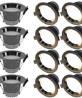 saditesdk 12Pack Led Recessed Lighting - 5W/7W Black Recessed Lights Led Ultra-Thin Downlight, 3.5In, 4.4In, showcased with aluminum rings.