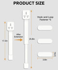 Adjustable Outlet Extender Stick With Flexible Rotating Head And Usb C Fast Charging Plus Two Extra Usb Ports And Dual Ac Receptacles For Tight Spaces No Sweat Setup Reach Every Corner product size visual showing 17.2in and 25.8in lengths.