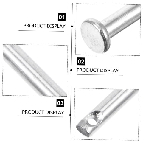 Close-up of 20 Piece Clevis Pin Set With Flat And Round Pins Single Hole Design Heavy Duty Machinery And DIY Furniture Hardware Kit.