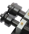Close-up of the 12 Inch Gear Drive Bead Roller Kit With 6 Changeable Dies, focusing on durable metal components for sheet metal beading.