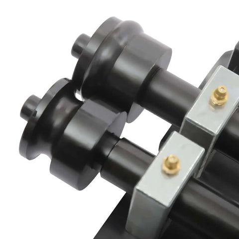 Close-up of the 12 Inch Gear Drive Bead Roller Kit With 6 Changeable Dies, focusing on durable metal components for sheet metal beading.