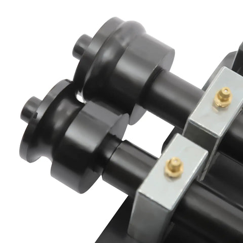 Close-up of Sheet Metal Bead Roller Machine 12 Inch Gear Drive Bench Manual Pro Grade Heavy Duty Kit With Six Dies showing rollers and dies