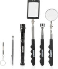 NEIKO 20736A 6-piece magnetic tool and mirror set with telescoping pickup tool, flashlight, and two mirror heads