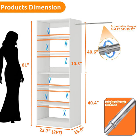 Top Shelf Closet Storage Rack Featuring Six Spacious Shelves Built For Cramped Rooms And No Sweat Home Organization That Absolutely Keeps Your Space Looking Fresh dimensions with an expandable hanger.