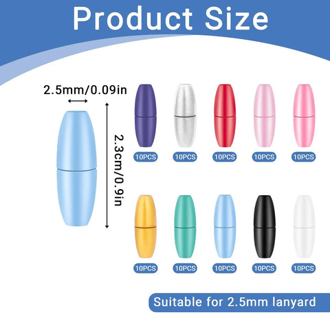 Multicolor 100 Sets Breakaway Clasps For Necklaces Safety Plastic Bead Connectors For Jewelry Making, showing size and color variety.