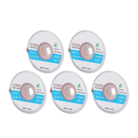 5-pack High Efficiency Copper Desoldering Wick No Clean Solder Removal For PCB Cleaning 5 Pack 4.9 Feet Each rolls