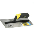 Stainless Steel Flat V Notch Trowel With Pro Grade Ergonomic Black And Yellow Handle For Spreading Mortar On Floors And Walls Eleven Inch Blade