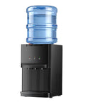 Countertop Water Dispenser With Three Temperature Settings For Hot Room Temperature And Cold Water Fits 3 Or 5 Gallon Bottles Top Load Water Cooler With Child Safety Lock For Home Office Kitchen