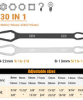Universal 8 to 22mm Torx Wrench Set With Double Ended Self Tightening Adjustable Wrenches Two Piece Tool Kit sizes chart