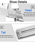 Close-up of Go-To 6 Inch Carbon Steel Vernier Caliper Non Digital with measuring head and depth tail details.