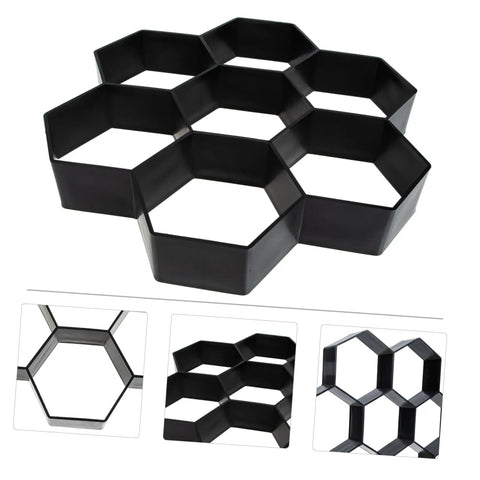Concrete Paver Mold For Pathways And Patios Easy To Use DIY Garden Path Maker Plastic Pavement Mold Landscape Decoration And Walkways Durable Cement Block Molding Tool in hexagonal shape.