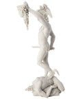 Side view of Perseus Beheading Medusa Statue White 12 Inch Greek Gods Figurine Resin Hero Battle Scene Decor Classical Art Replica