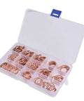 Premium Copper Washer Set 280 Pcs Solid Flat Washers Across 12 Sizes Pro Grade SAE Fit For Industrial And Electrical Projects in box